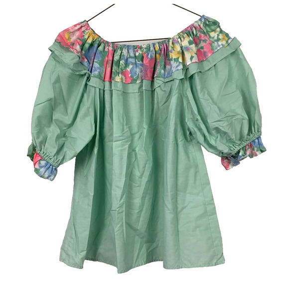 Vintage 80s Pitchfork Brand Green Floral Lace Square Dance Outfit Skirt Medium - Picture 16 of 16